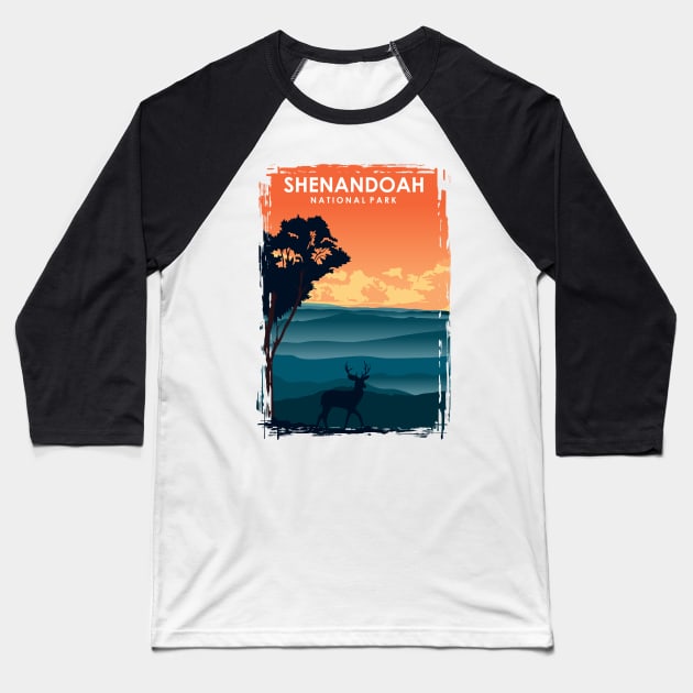 Shenandoah National Park Travel Poster Baseball T-Shirt by jornvanhezik